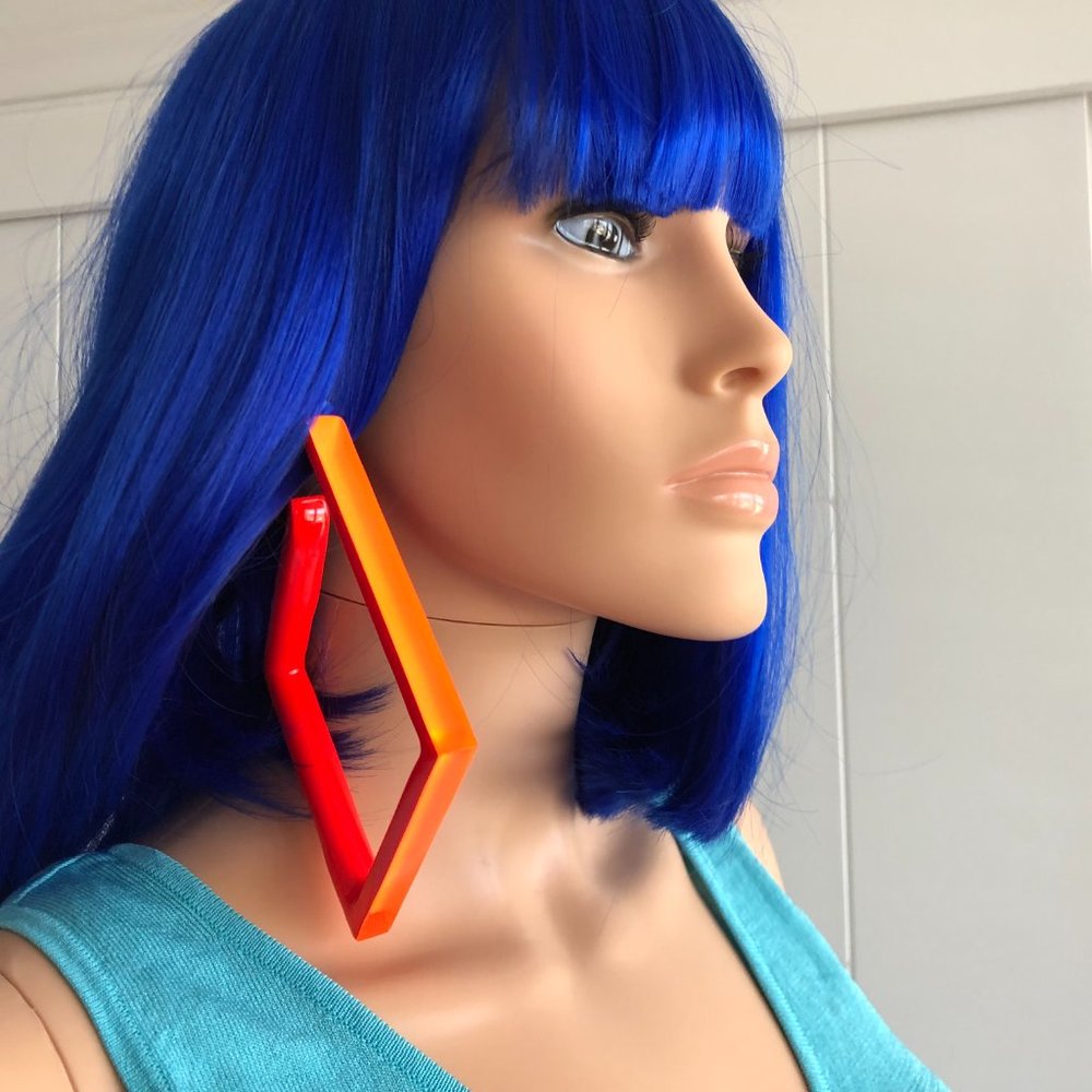 Neon square Clip earrings - Picture 12 of 16